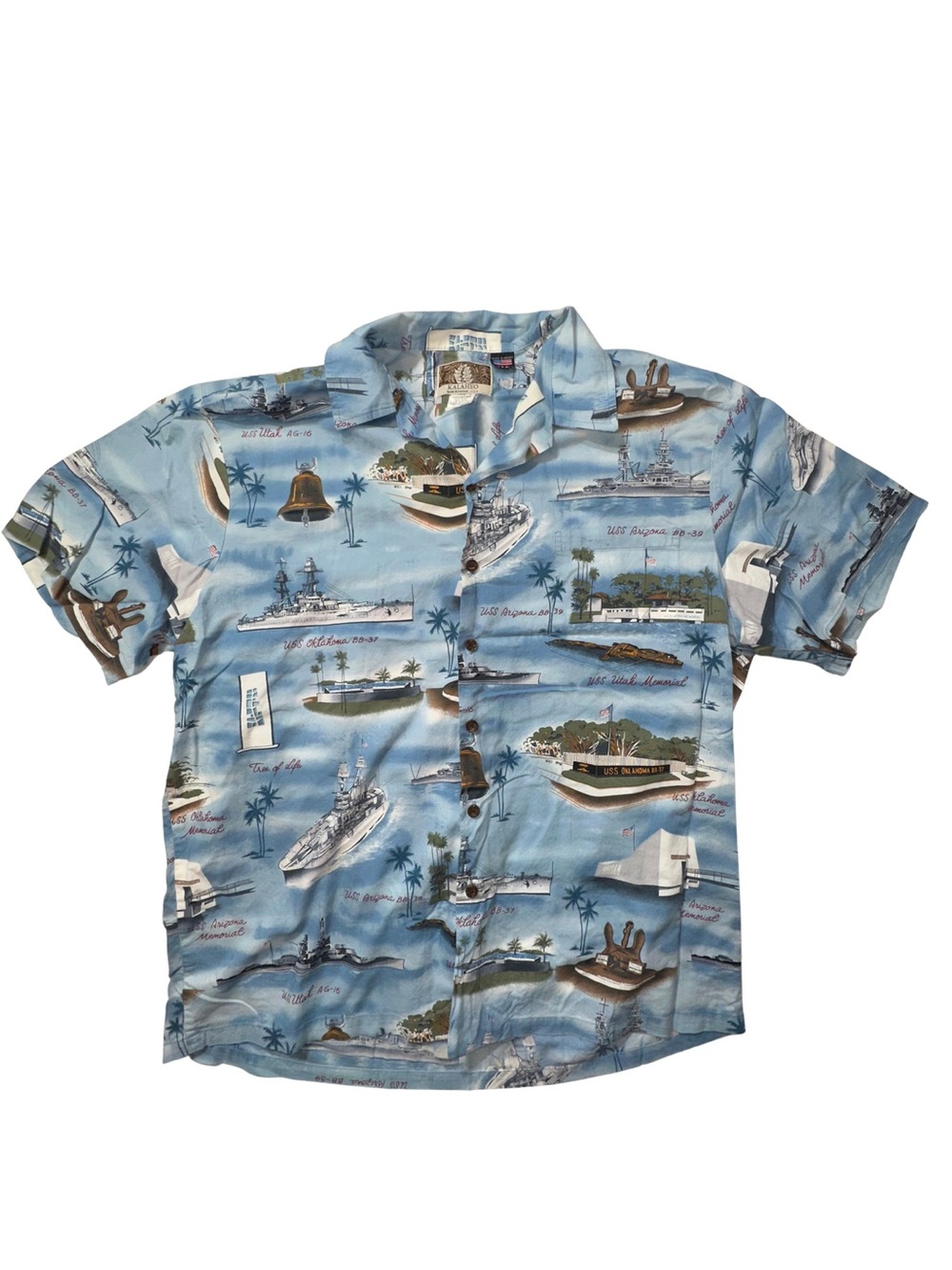 Kalaheo Pearl Harbor Memorial Hawaiian Shirt XL Made in Hawaii USS Arizona